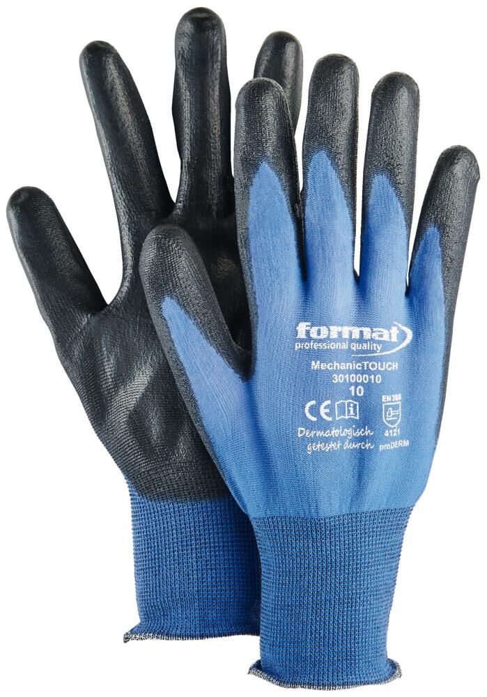 FORMAT Montage-Handschuh MechanicTOUCH Gr. 7 PU blau/schwarz