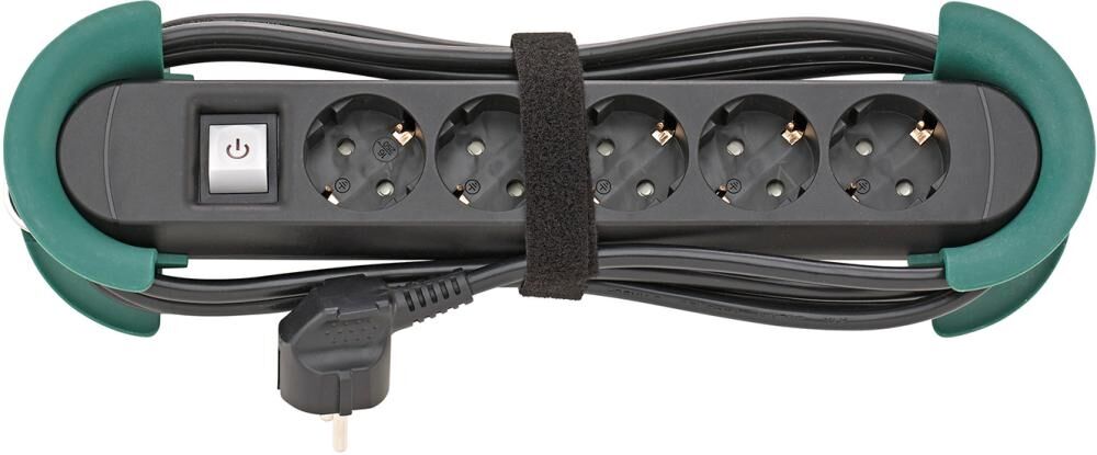 FORTIS Steckdosenleiste 3m Aufrollhilfe & Haken 5-fach H05VV-F3G1,5