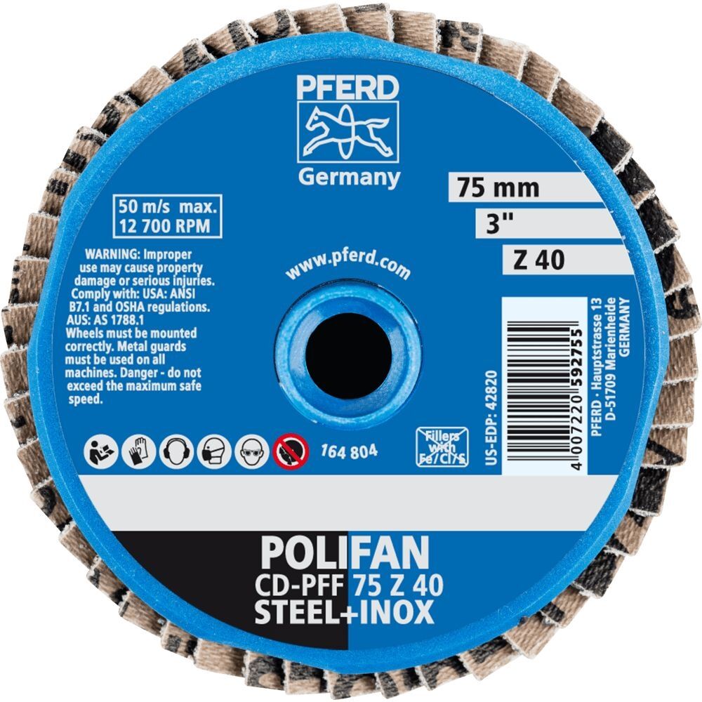 PFERD Fächerschleifscheibe COMBIDISC mini-Polifan 75mm Z40