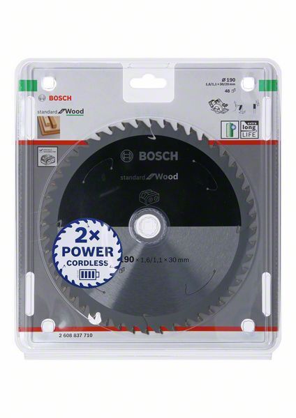 BOSCH Kreissägeblatt Standard for Wood 190x30x1,6/1,1mm 48 Z