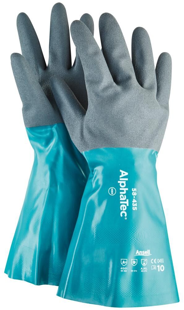 ANSELL Handschuhe AlphaTec 58-435 Nitril grün/grau Gr. 9