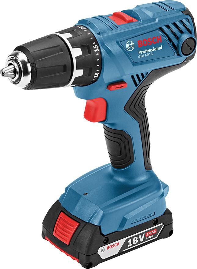 BOSCH Akku-Bohrschrauber GSR 18V-21 2x2,0Ah Ladegerät L-BOXX