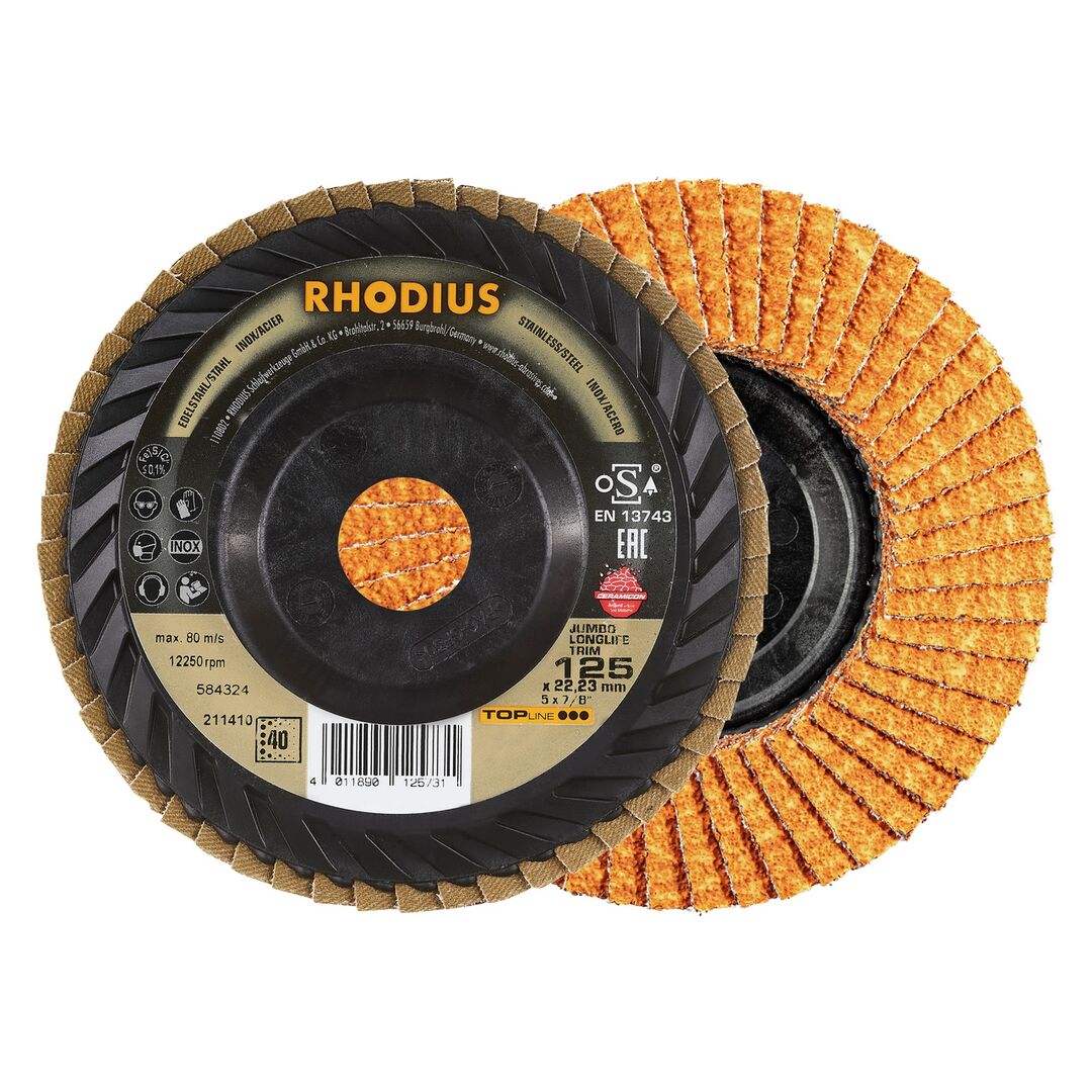 RHODIUS Lamellenschleifscheibe 125mm K40 Jumbo Longlife Trim