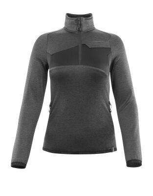 MASCOT Accel. Fleece-Pullover Damen Gr.L dunkelant/schw RV kurz 18053-316