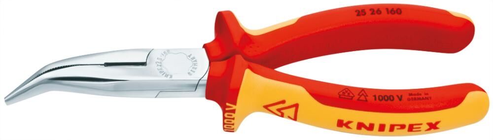 KNIPEX Flachrundzange mit Schneide 160mm isoliert Mehrkomponenten-Hülle VDE verchromt 25 26 160