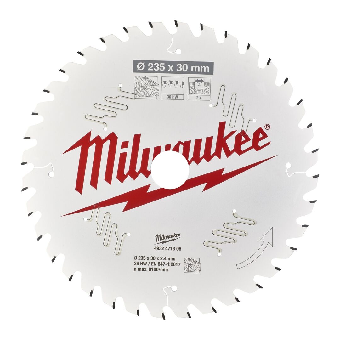 MILWAUKEE Kreissägeblatt Holz für Handkreissägen 235/30mm Z36 Wechselzahn