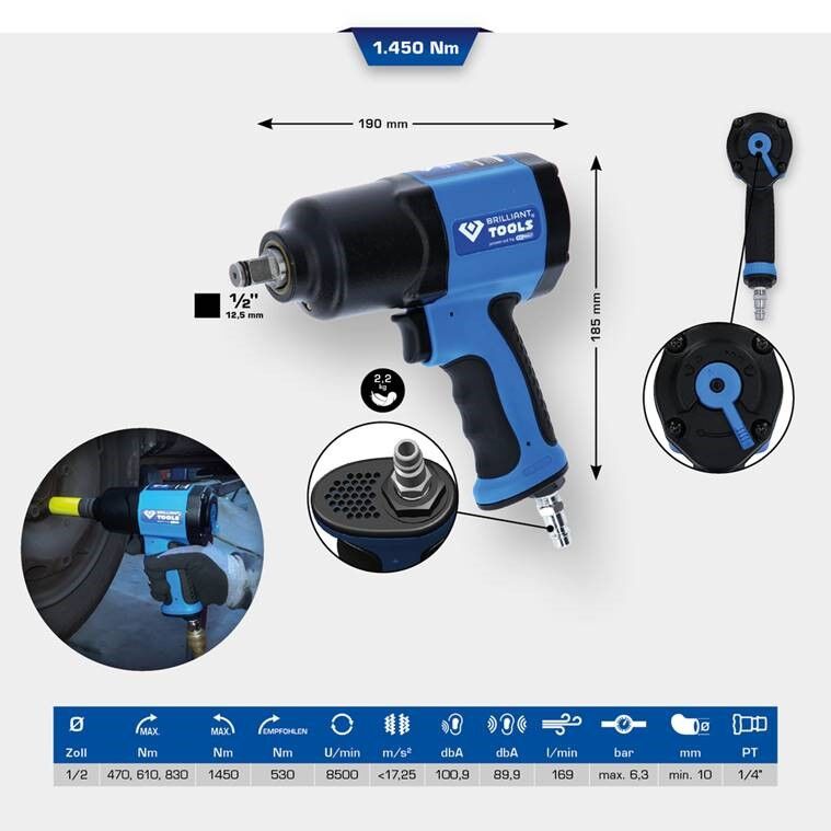 BRILLIANT TOOLS Druckluftschlagschrauber 1/2" 1450NM BT160100