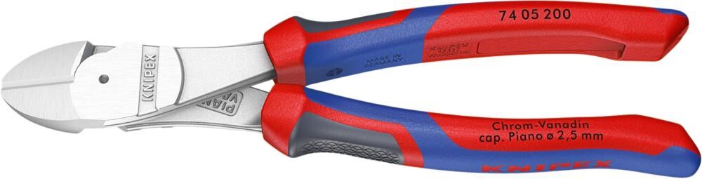 KNIPEX Kraft Seitenschneider 200mm Mehrkomponenten-Hülle verchromt 74 05 200