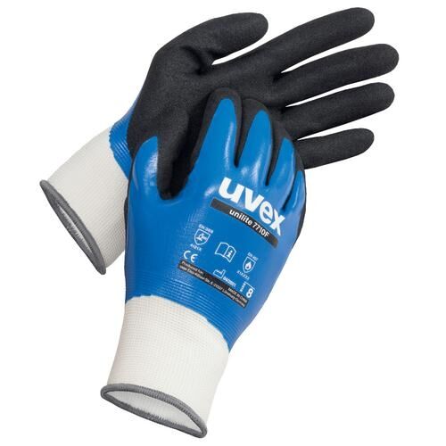 UVEX Montagehandschuhe unilite 7710F Gr. 9 Nitril blau/schwarz 6027.8