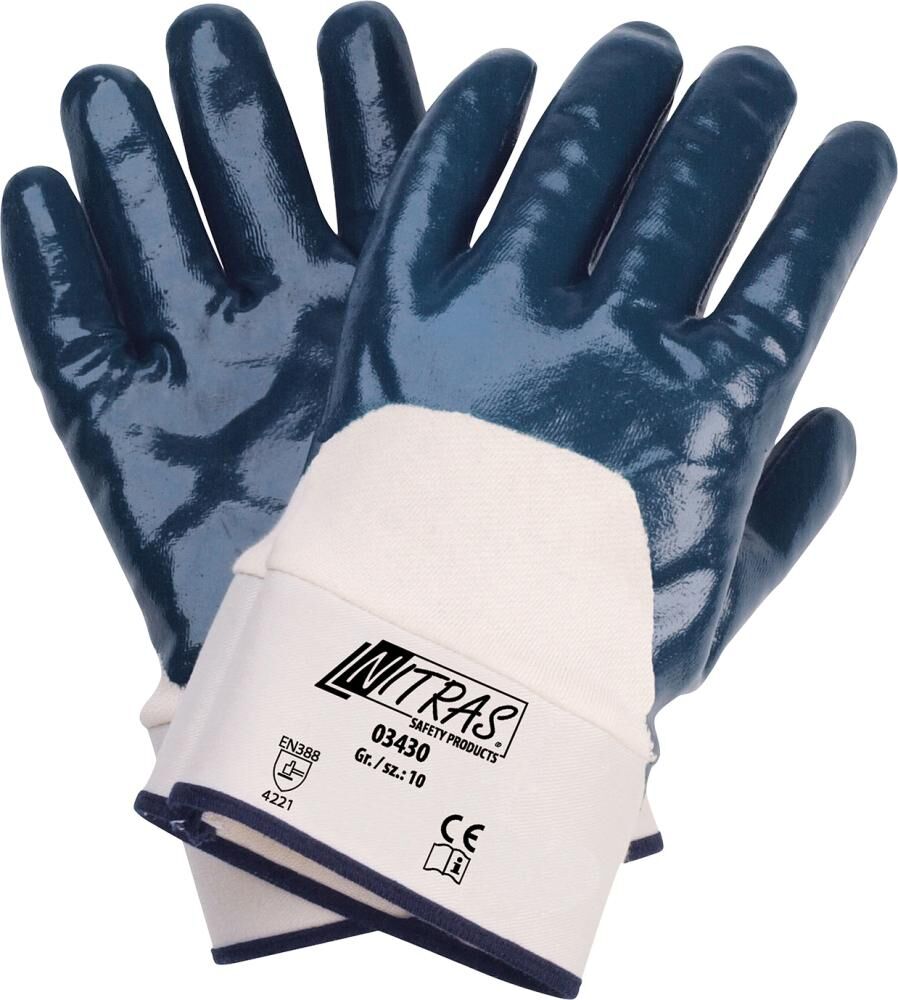 NITRAS Montage-Handschuh Werra Gr. 10 Nitril blau Stulpe