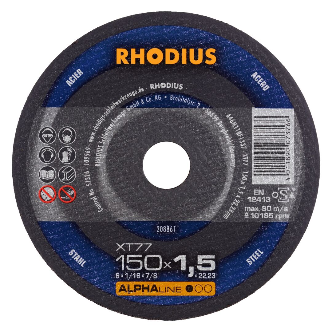 RHODIUS Trennscheibe XT77 ALPHALINE 150x1,5x22,23mm ger. 208861 VE=25St.