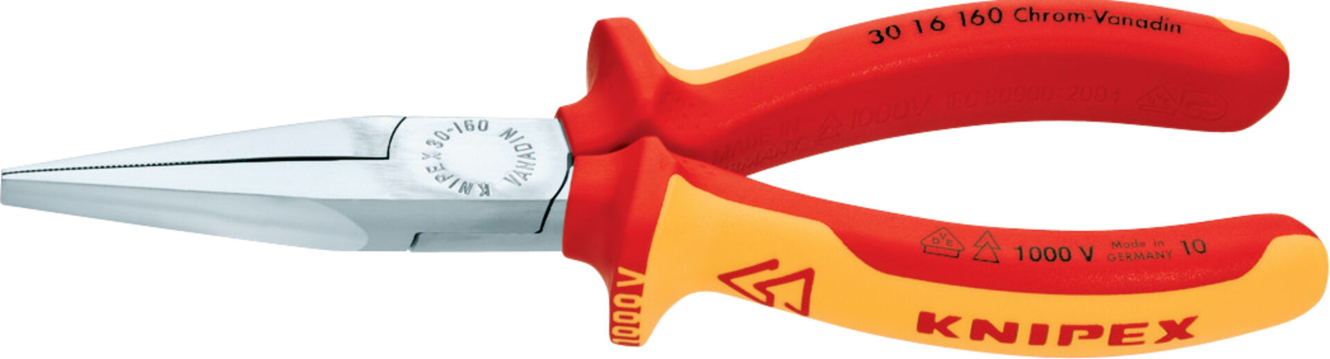 KNIPEX 30 16 160 Langbeckzange isoliert mit Mehrkohne-Hülle VDE verchromt 160mm