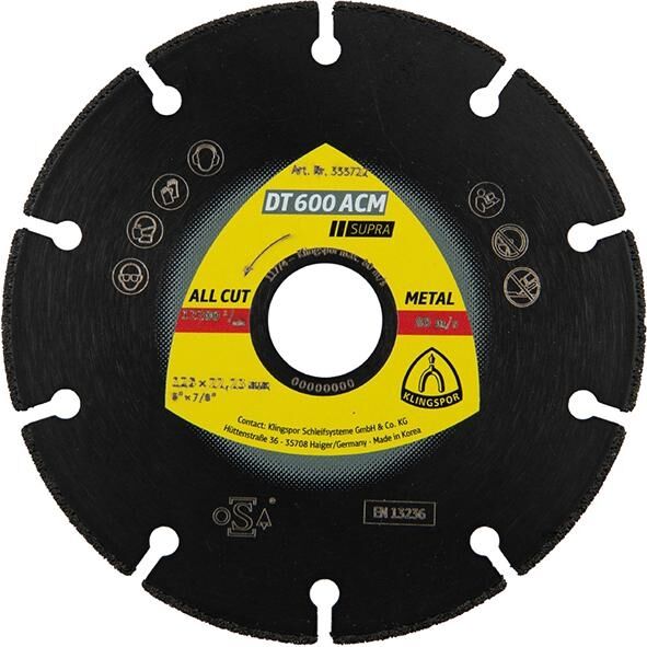 KLINGSPOR Diamanttrennscheibe DT600 ACM 125x1,3x22,23mm