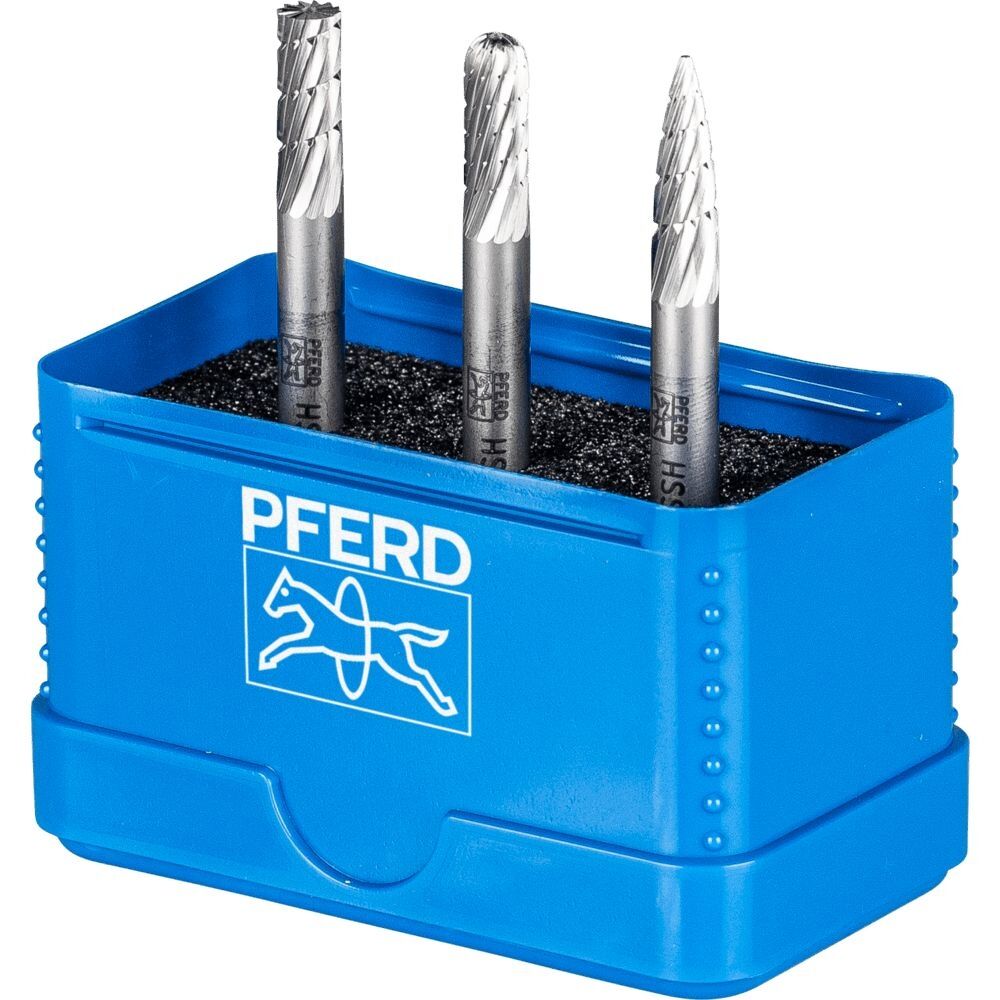 PFERD Frässtift Set HSS 6mm 3-teilig A-C-K D 6mm Zahnung Z3