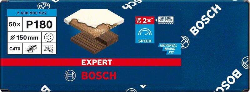 BOSCH EXPERT C470 Schleifpapier Ø 150mm 6 Loch K 180 50St.