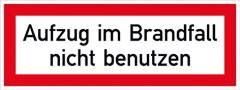 Brandschutzschild Alu Aufzug Brandfall 148x52mm