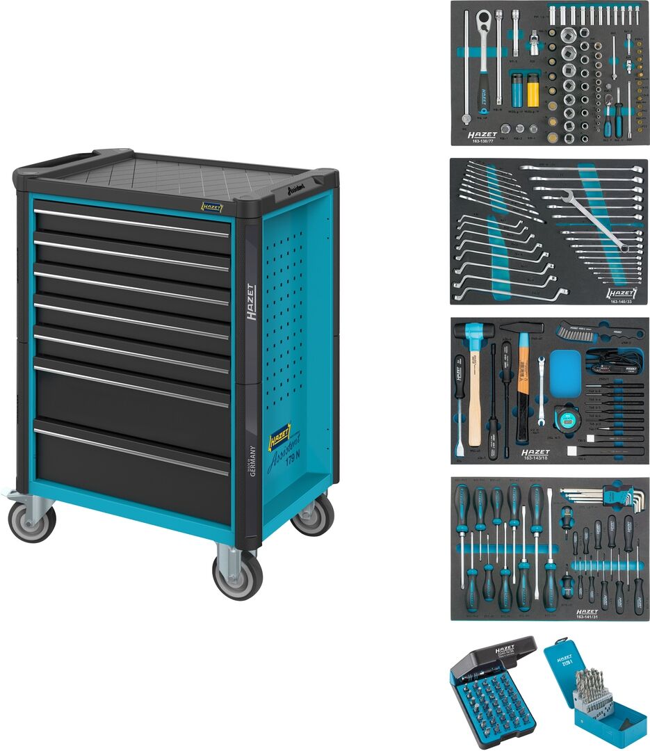 HAZET Werkstattwagen 179 N-7-7/220 220-tlg. Werkzeugsortiment 7 Schubladen