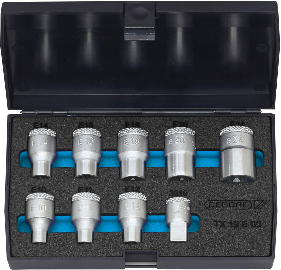 GEDORE Steckschlüssel-Set 1/2" 9-tlg Außen-TORX E10-E24 TX 19 E-09 6265970