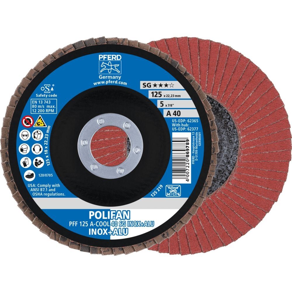 PFERD Fächerschleifscheibe gerade 125mm A 40 SG-COOL