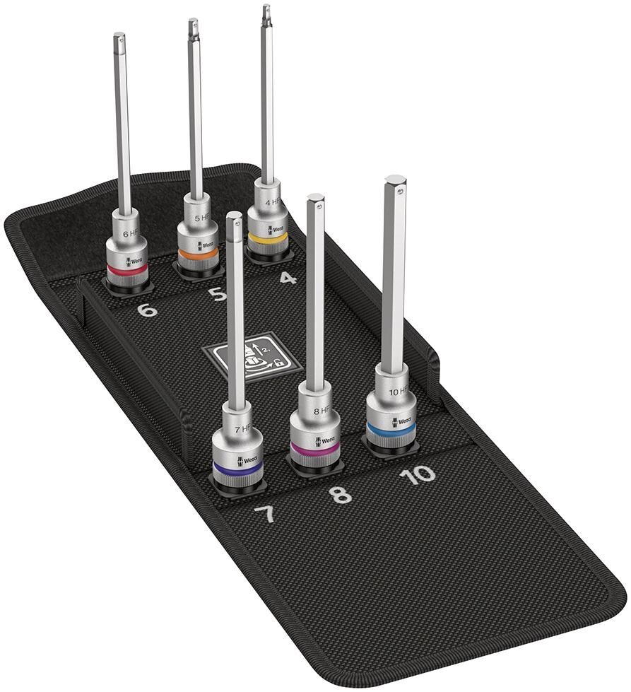 WERA Schraubendrehereinsatz Set 1/2" 6-teilig sechskant Haltefunktion lang