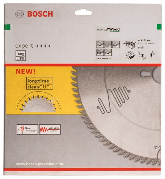 BOSCH Kreissägeblatt HW Expert 250x30x3,2 60 T WZ