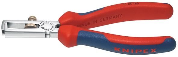 KNIPEX Abisolierzange mit Öffnungsfeder 160mm universal Mehrkomponenten-Hülle verchromt 11 05 160