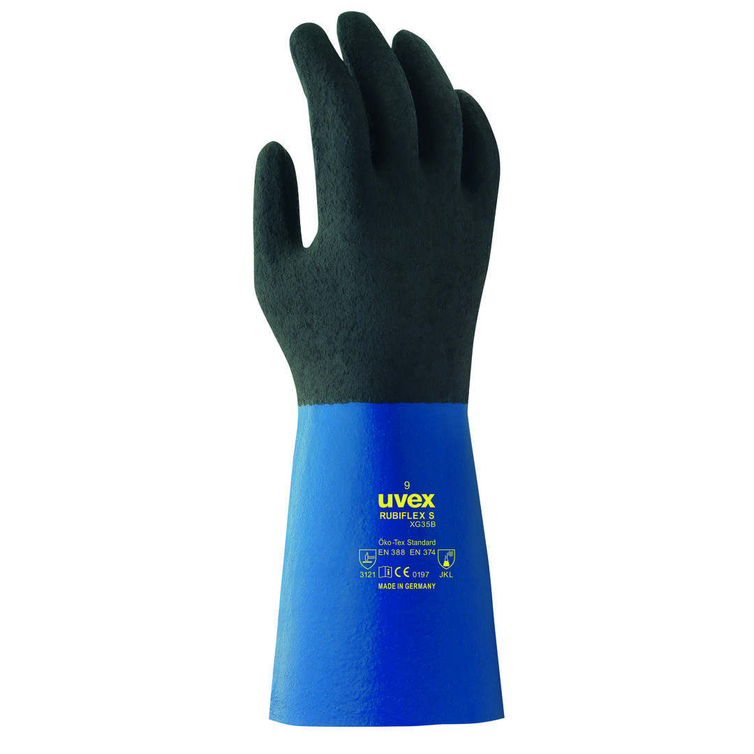 UVEX Chemit-Handschuh rubiflex S XG35B Nitril blau/schwarz Gr. 9 6055.7