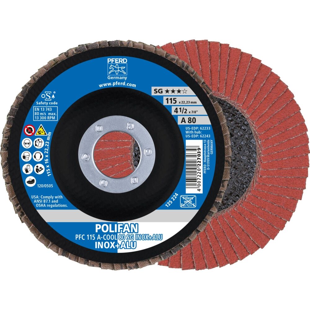 PFERD Fächerschleifscheibe gewölbt 115mm A 80 SG -COOL