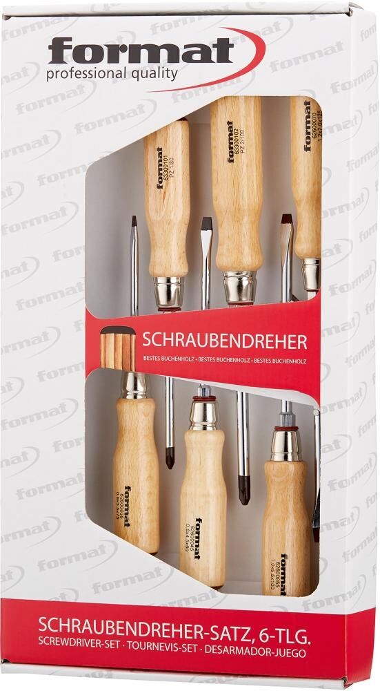 FORMAT Schraubendreher Set 6-teilig mit Holzheft PZ