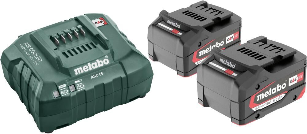 METABO BASIS SET Ladegerät ASC 55 2x Li-Power Akku 18V / 4Ah
