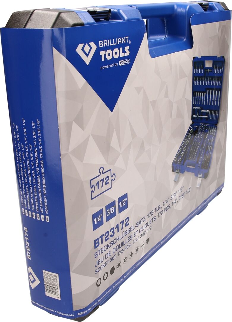 BRILLIANT TOOLS Steckschlüssel Set 1/4" 3/8" 1/2" 172-teilig