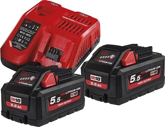 MILWAUKEE Starterset 18V M185HNRG-552 2x18V 5,5Ah 1x12V 3Ah Ladegerät