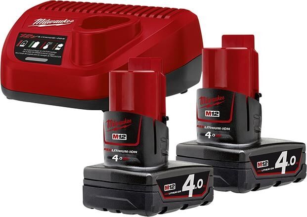 MILWAUKEE Starterset 12V M12NRG-402 2x12V 4Ah Ladegerät