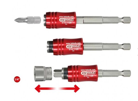 KS TOOLS Schnellwechsel-Bithalter 1/4" 2in1