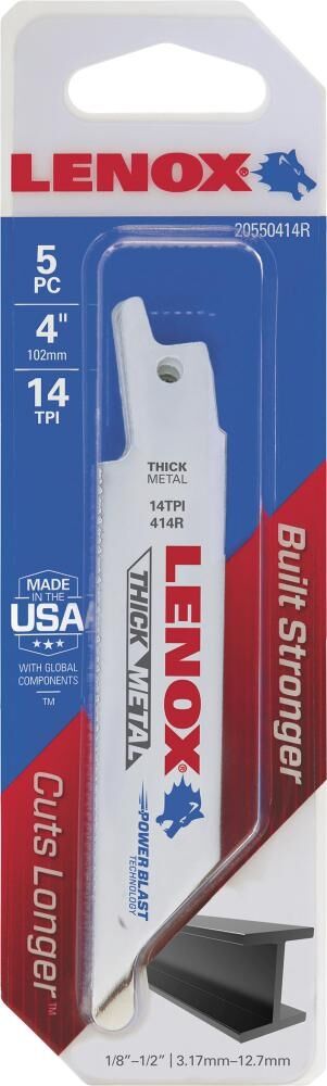 LENOX Säbelsägeblatt THICK METAL 102x19x0,9mm 14 Z 5 Stück