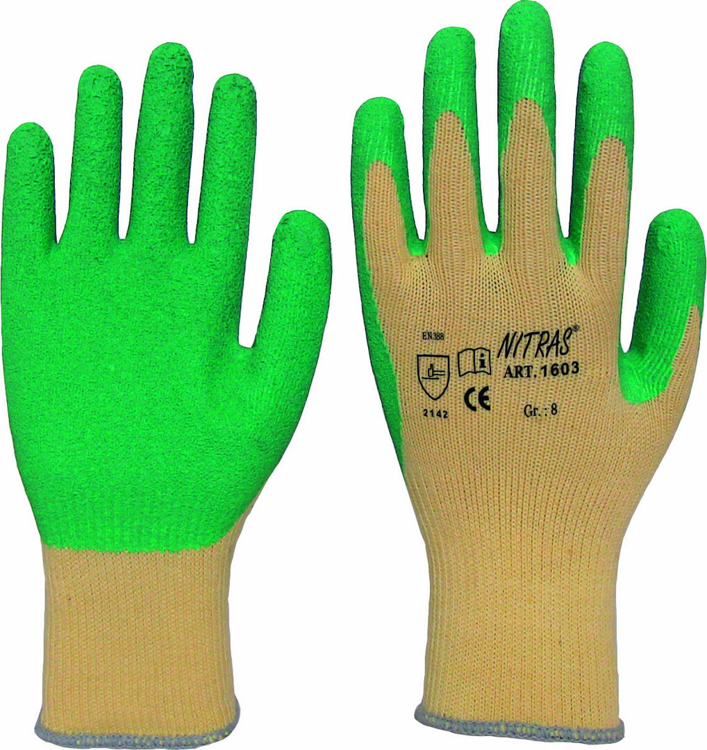NITRAS Grobstrickhandschuhe GRIPPY Gr. 9 BW/PY grüne Latexbeschichtung
