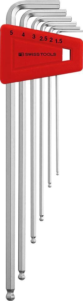 PB SWISS TOOLS SwissTools Winkelschraubendreher-Set im Kunststoffhalter 6-tlg. 1,5-5mm lang