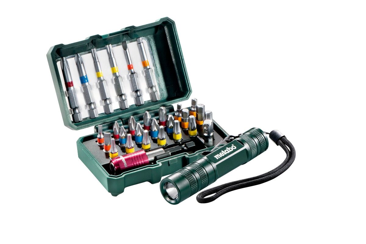 METABO Bit-Set + Mini Flash light 29-teilig