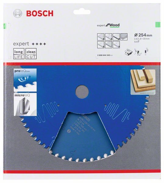 BOSCH Kreissägeblatt Expert for Wood 254x30x2,6mm 54 Z