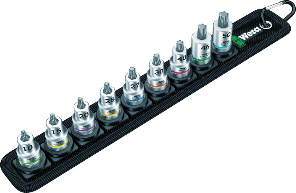 WERA Schraubendrehereinsatz 3/8" Set mit Haltefunktion T10-50