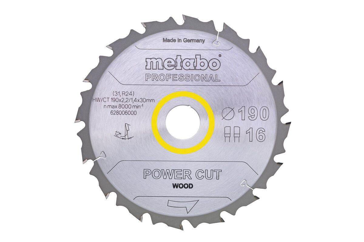 METABO HW Kreissägeblatt 190x30 16 FZ/FA
