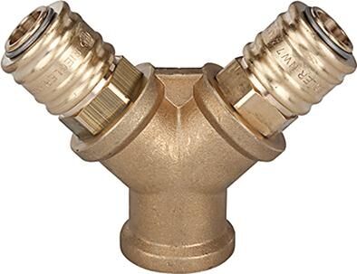 RIEGLER Verteiler mit 2 Kupplungen IG 3/8 Messing