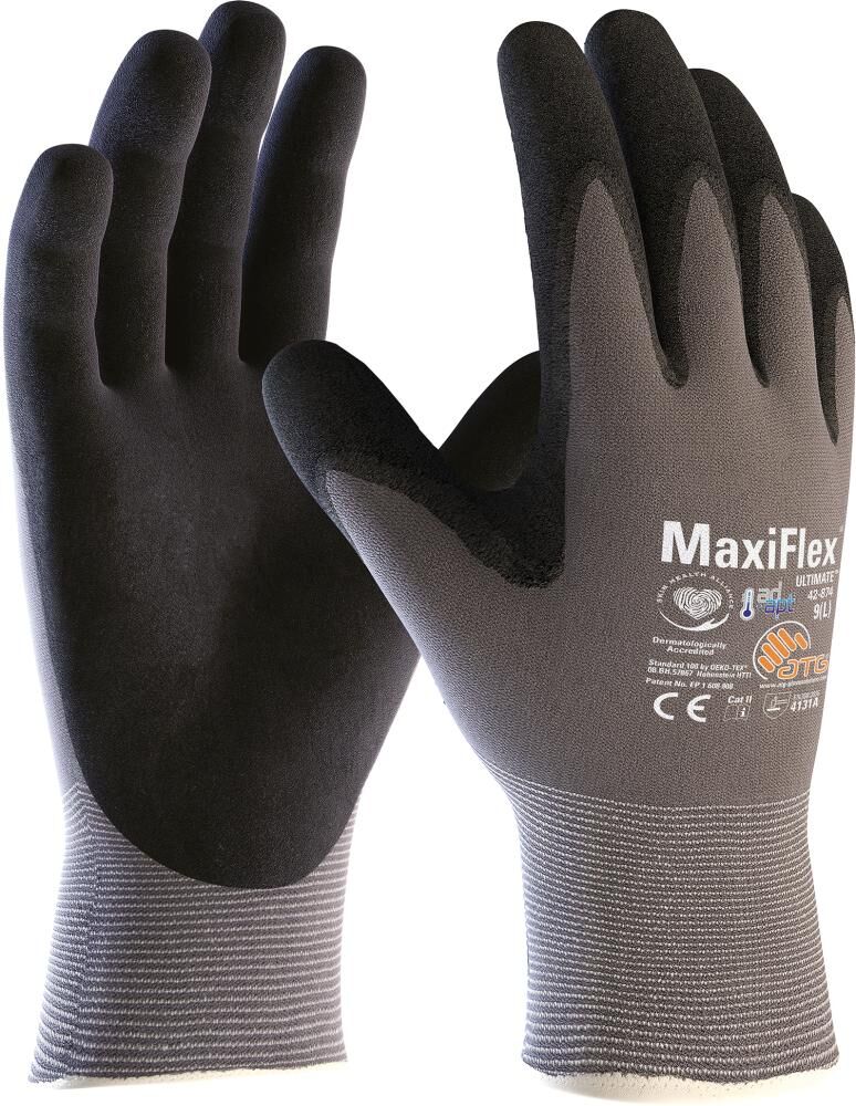 ATG Montagehandschuhe MaxiFlex Ultimate Gr. 12 AD-APT Nitrilschaum grau 42-874