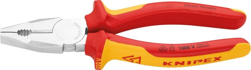 KNIPEX Kombizange 190mm Chrom-Vanadin isoliert Mehrkomponenten-Hülle VDE verchromt 01 06 190