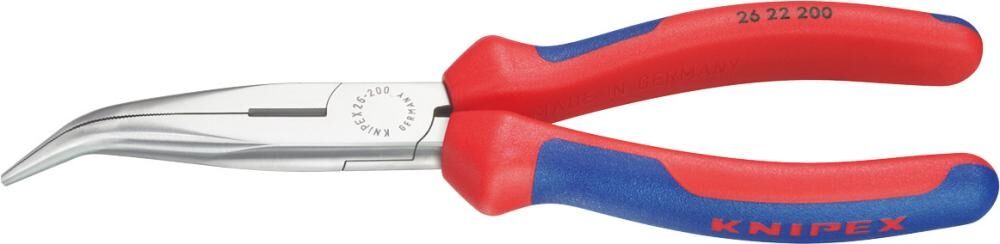 KNIPEX Flachrundzange mit Schneide 200mm Mehrkomponenten-Hülle schwarz atramentiert 26 22 200