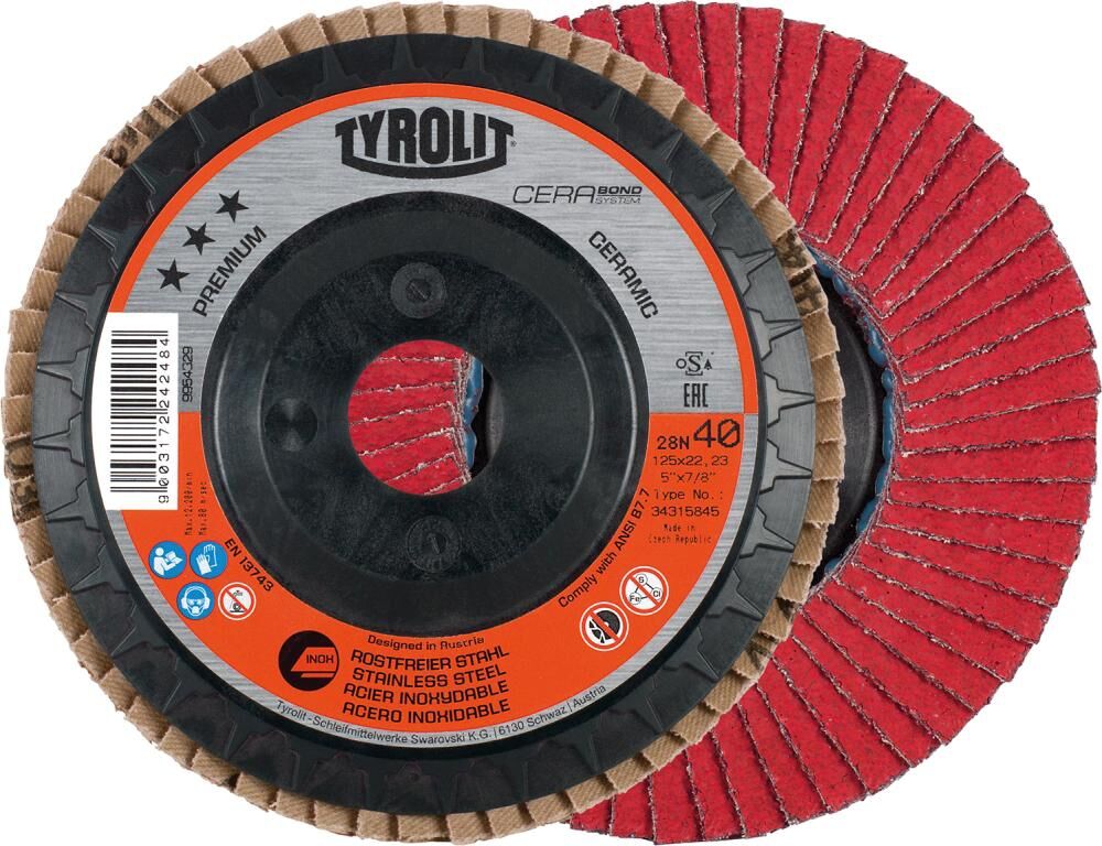 TYROLIT Fächerschleifsch.CERABOND 125mm CA-40 gew.