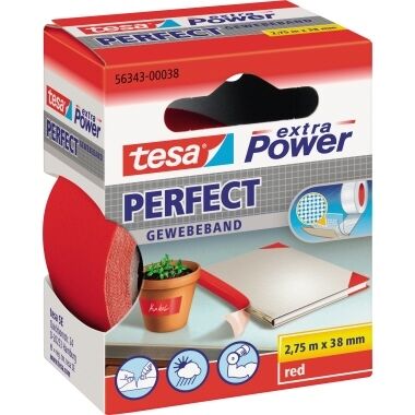 TESA Gewebeband 38mm 2,75m rot extra Power Perfect 56343-00038