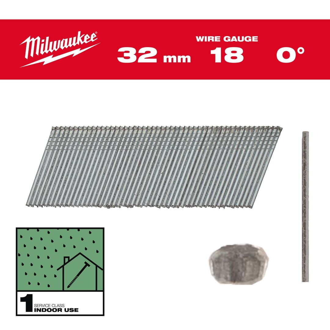 MILWAUKEE Stauchkopfnägel 18 GA 1,05x1,25x32mm zn 0°