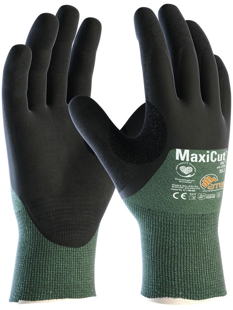 ATG Schnittschutz-Handschuh MaxiCut Oil Gr. 10 Nitrilschaum grün/schwarz 44-305