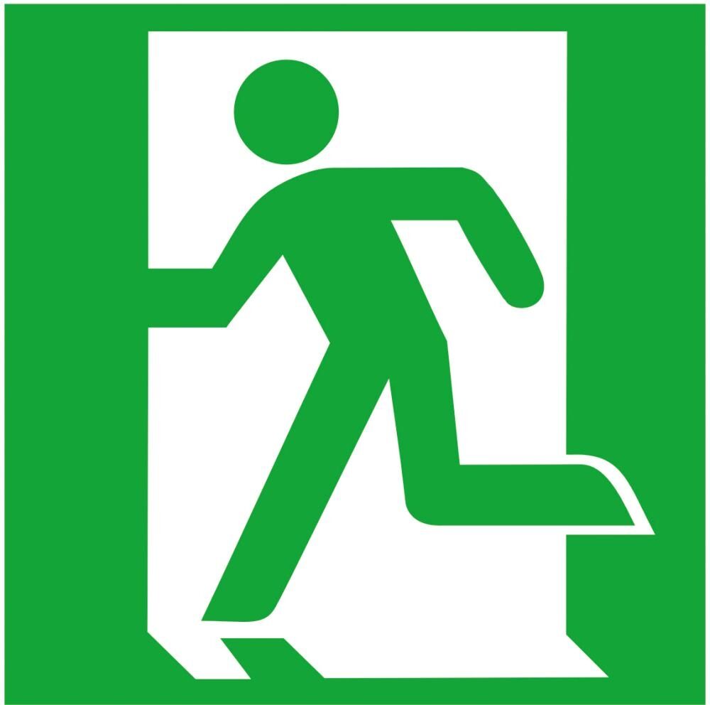 Rettungszeichen 200x200mm Alu, Rettungsweg/Notausgang links